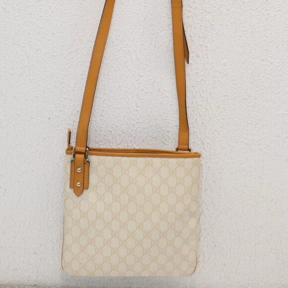 Gucci GG Supreme Canvas Crossbody Bag - White/Orange - Picture 1 of 16